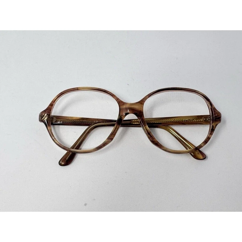 Vintage 1970s Eyeglass Frames 50-18-135 Brown Round Frames Only New Old Stock